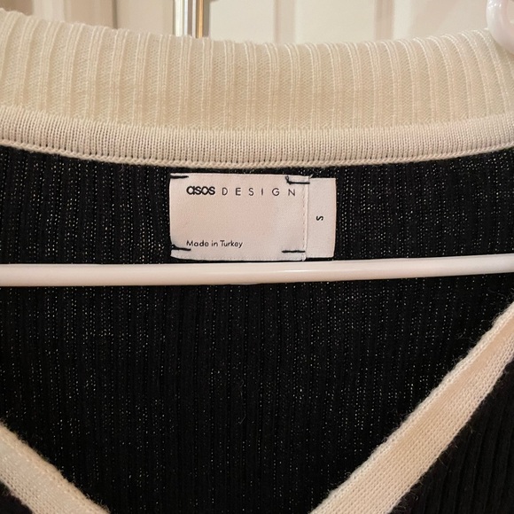 ASOS Design black & white collared cardigan size small - Picture 2 of 2